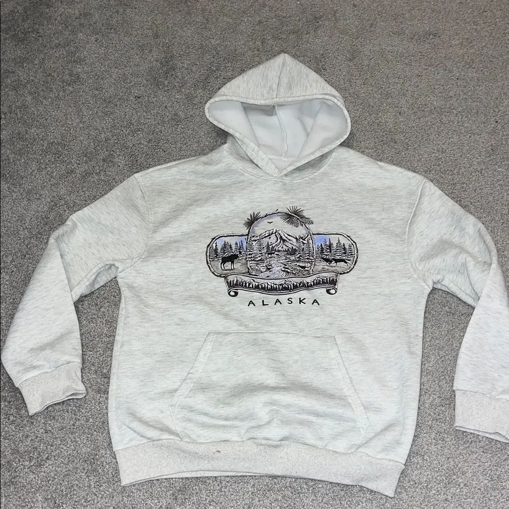 New Alaska Thick Hooded Hoodie Gray fleece sweatshirt without tag NWOT L Men’s